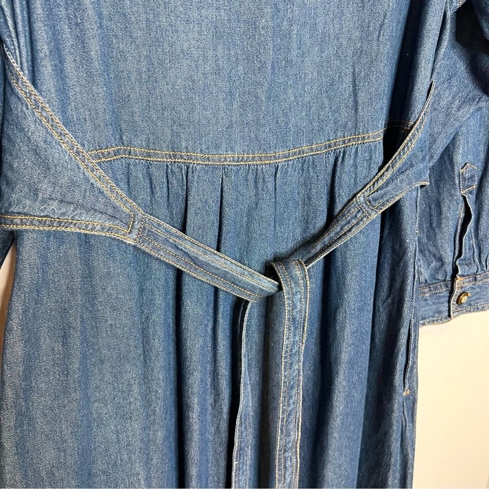 Vtg JANE ASHLEY Embroidered Denim Midi Dress. Size Small - Picture 8 of 9